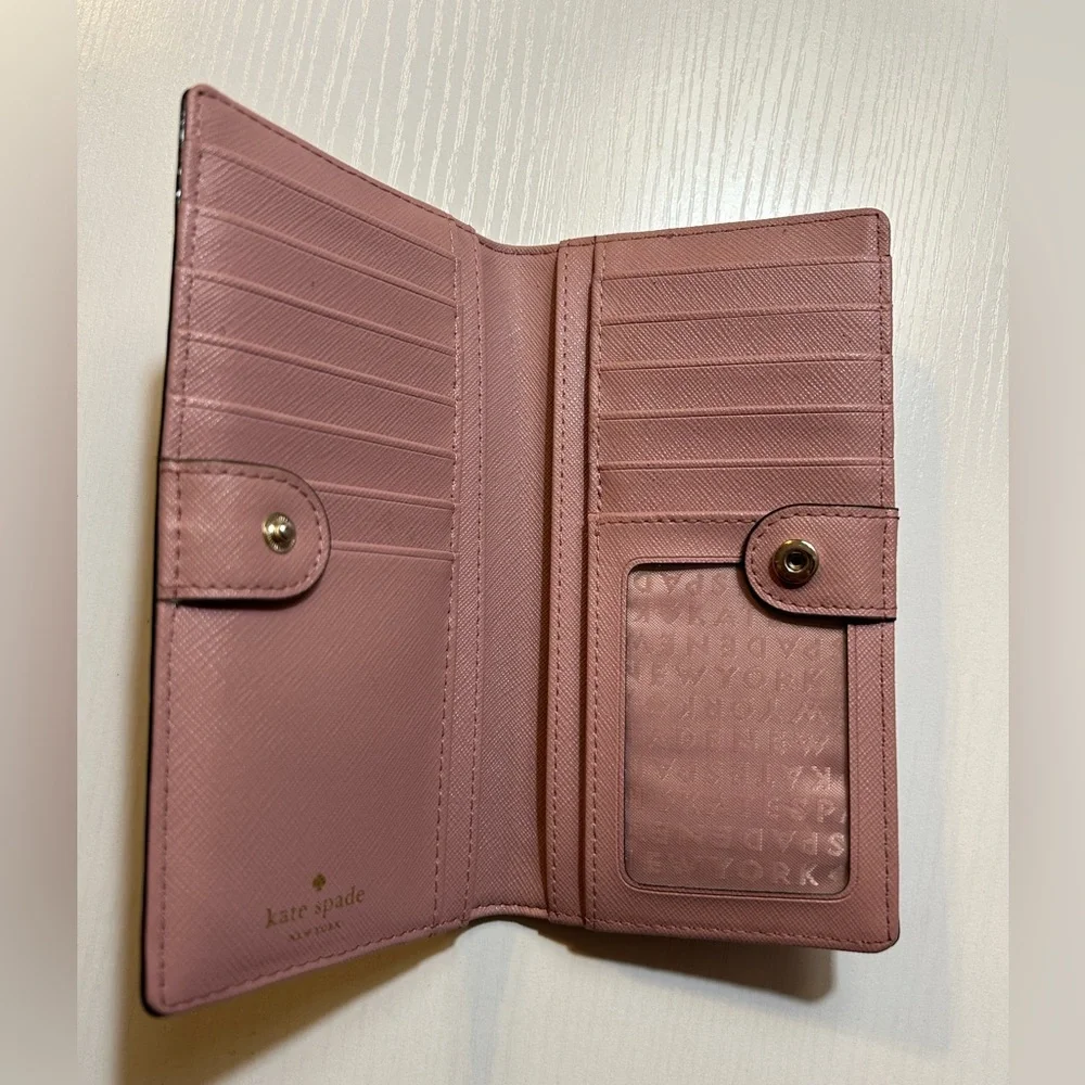 Like new Kate spade leather mauve dusty pink 2 fold wallet